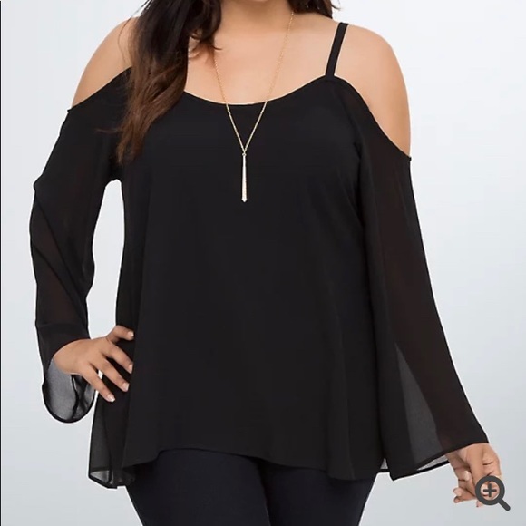 torrid Tops - TORRID Chiffon Cold Shoulder Top 1 1X